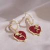 Amber Coffee French Retro Luxury Earrings - Women's Elegant Studs with Niche Design