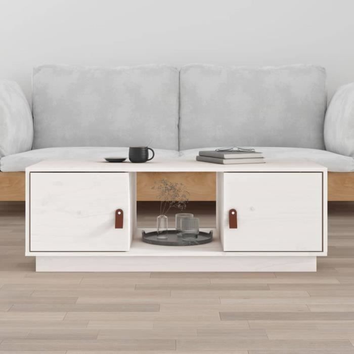 818266 vidaXL Table basse Blanc 100x50x35 cm Bois massif de pin