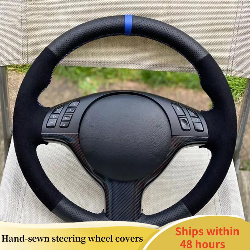

Car Steering Wheel Cover For BMW M Sport 3 5 Series E46 E39 M3 M5 ized Suede Leather DIY Steering Wheel Black Thread