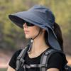Women's Outdoor Sun Protection Hat Wide Brim UV Protection Sun Hat Adjustable Chin Strap Lightweight Breathable Hiking Fishing Cap