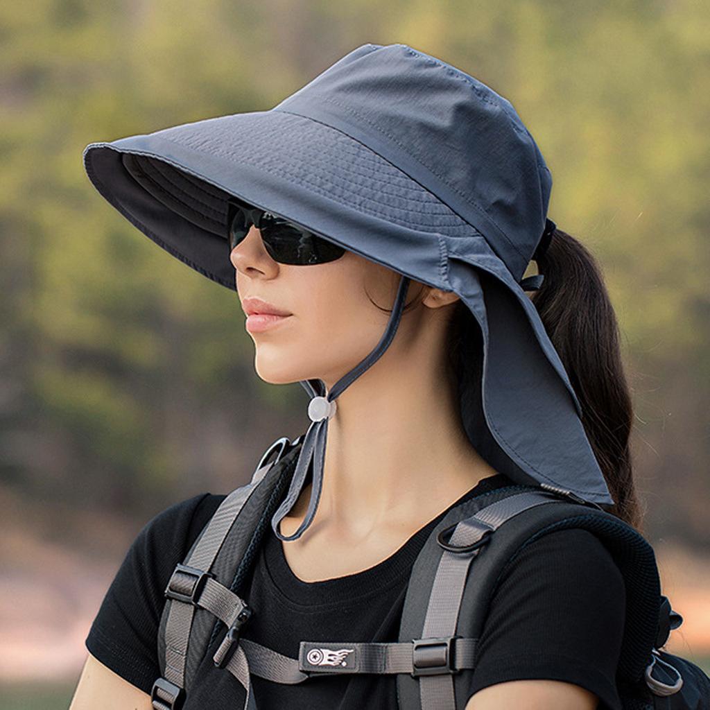 Women's Outdoor Sun Protection Hat Wide Brim UV Protection Sun Hat Adjustable Chin Strap Lightweight Breathable Hiking Fishing Cap