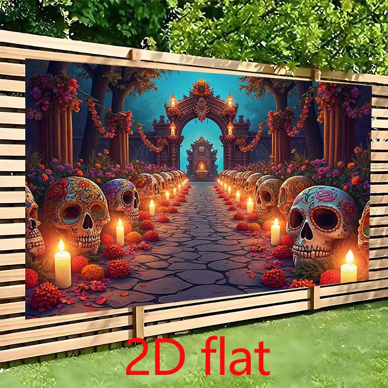 2D Day of the Dead Skulls Print Backdrop for Dia de los Muertos Celebrations