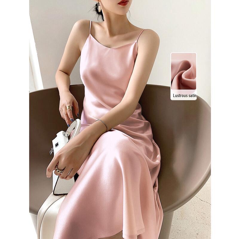 

Demana Glossy Satin X-Shape Midi Sling Dress S