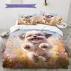 Shih Tzu and Flowers Pattern Bedding Home Decoration Birthday Gift (1 * Duvet Cover + 2 * Pillowcase, Without Core)