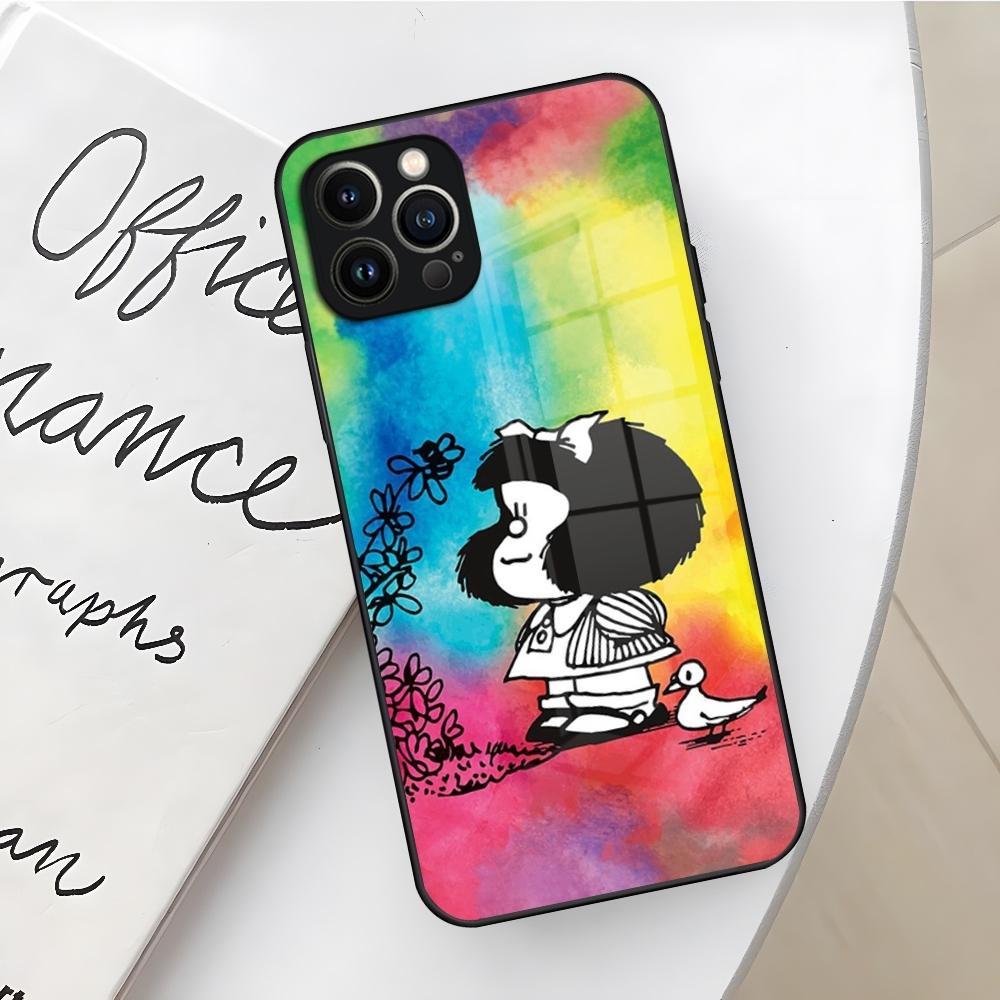 

Mafalda Phone Case for Iphone 16 15 14 12 11 13 Pro Max Mini X Xr Xs Se 8 Puls glass Cover iPhone13 Pro