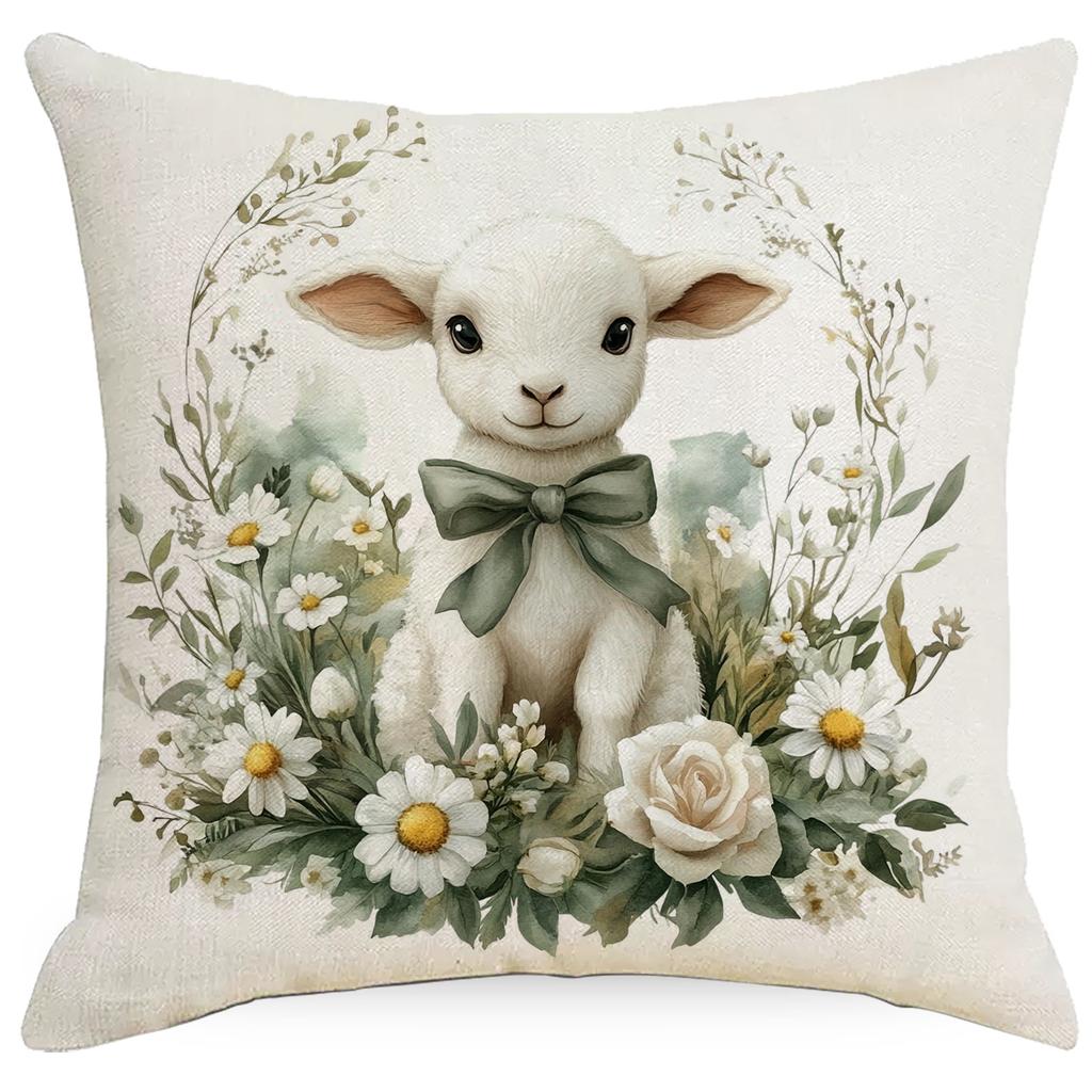 Retro Farmhouse Pillowcase Floral Animal Home Sofa Cushion Pillowcase