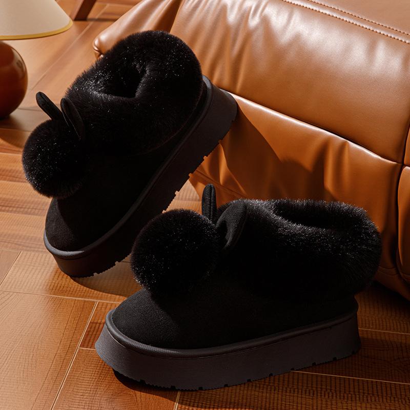 Women's Memory Foam Home Bootie Slippers Warm Cozy Suede Snow Boots with Fuzzy Plush Lined for Women Winter Non Slip House Shoes for Indoor Outdoor