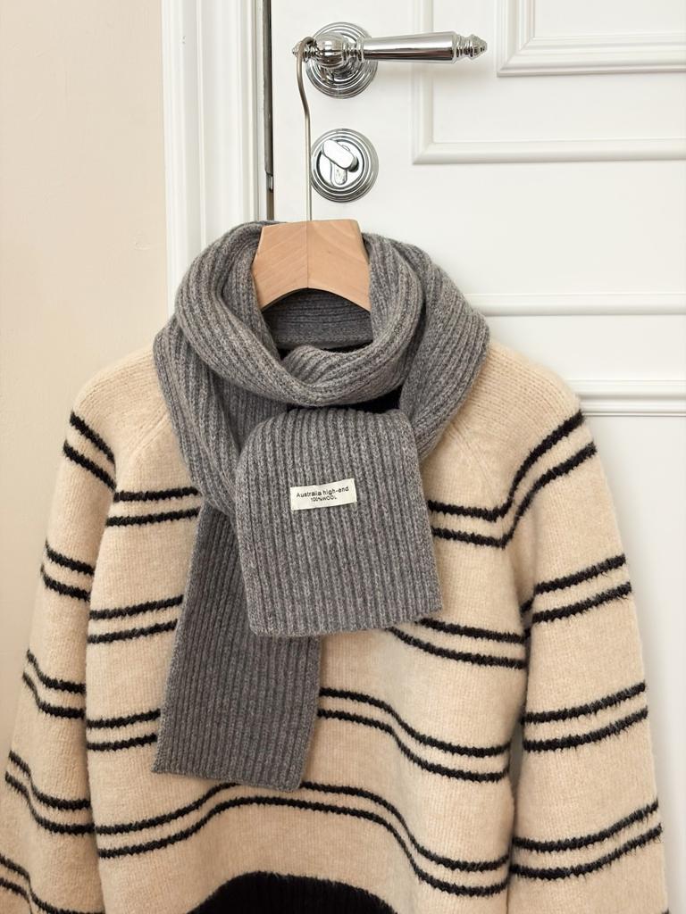 Knitted scarf women's autumn and winter warm solid color couple scarf