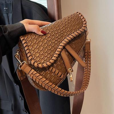 1pc Girl's Woven Saddle Bag, Versatile Shoulder Crossbody Bag Handmade Woven Shoulder Bag