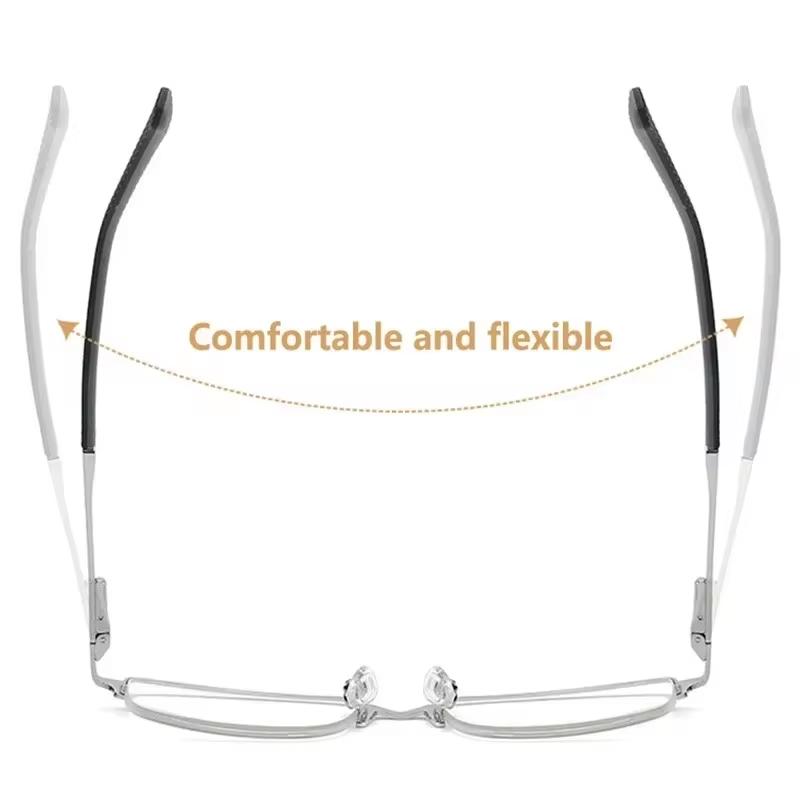 Men's Half-frame Professional Reading Eyeglasses Anti-blue Lightweight Anti-fatigue Metal Frames Presbyopia Eyeglasses + 1 .0To+4.0