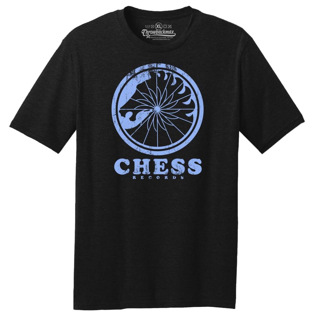 Throwbackmax Chess Record Label Taglia Classica, Maglietta Nera Premium in Tri-Blend