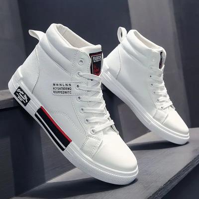 Fashion Fashion Pu Leather Men Shoes Spring High-Top Casual Shoes for Men Warm Winter Boots Flats Lace Up Male Sneakers Tenis Masculino