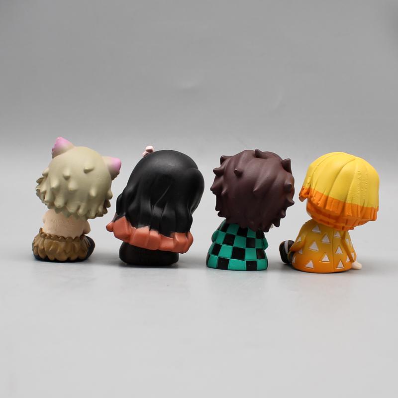 4pcs Demo Slayer Gk Kamado Tanjirou Kamado Nezuko Q Edition Shoulder To Shoulder Sleep Desktop Decoration Model Children ToyGift