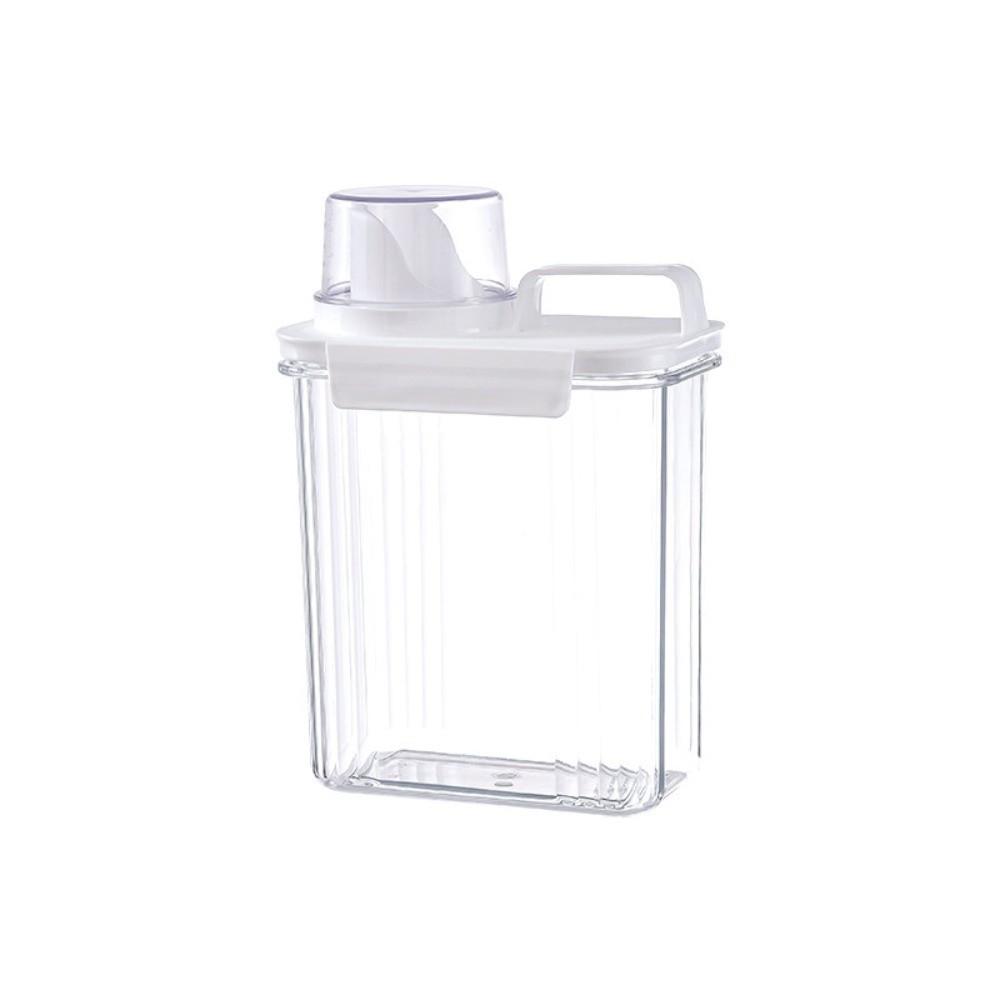 Transparent Laundry Powder Storage Box with Measuring Cup Laundry Room Organization