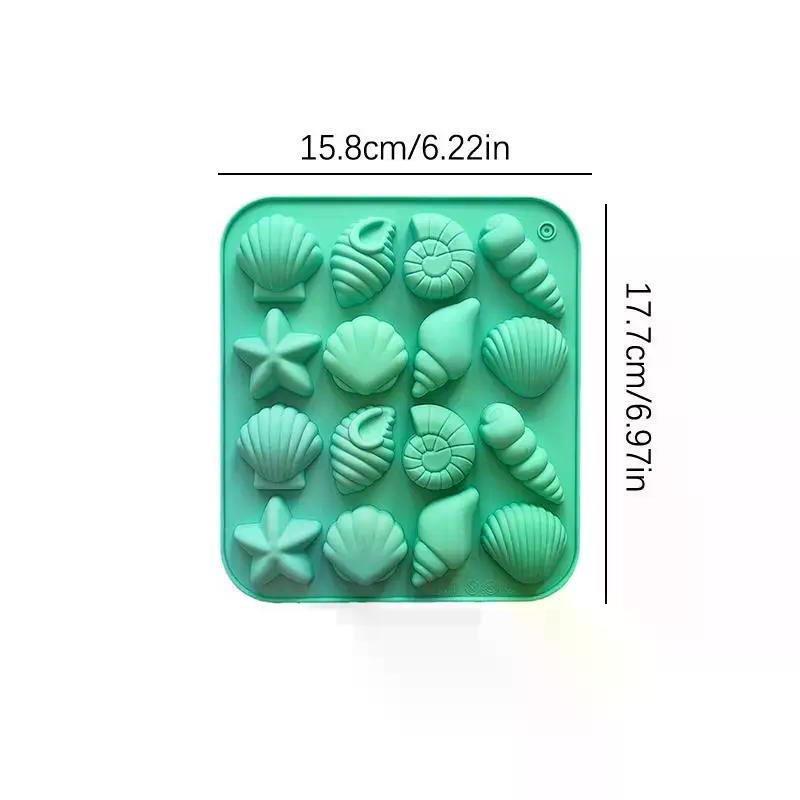 16 Cavity Seashell Conch Starfish Silicone Molds Ocean Silicone Mold DIY Pudding Ice Grid Candy Chocolate Cake Baking Mold