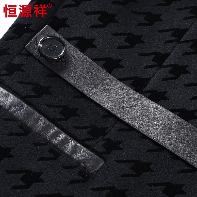 Hengyuanxiang Men's Pure Wool Notched Lapel Mid-Length Coat