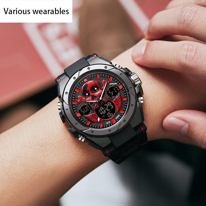 New Harajuku Style Skull Waterproof Men's Electronic Multi-Function Electronic Watch Outdoor Sports Men's Watch