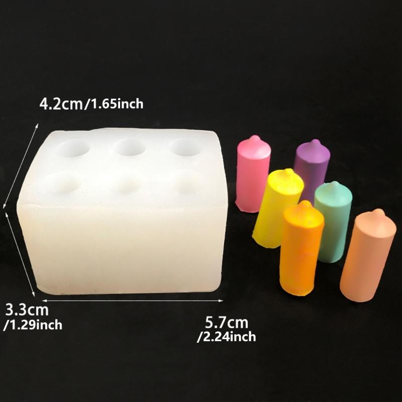 6 Cavities Silicone Pillar Candle Molds for Epoxy Resin Making Candle Soap Chocolate Fondant Molds for Candy Cake Baking
