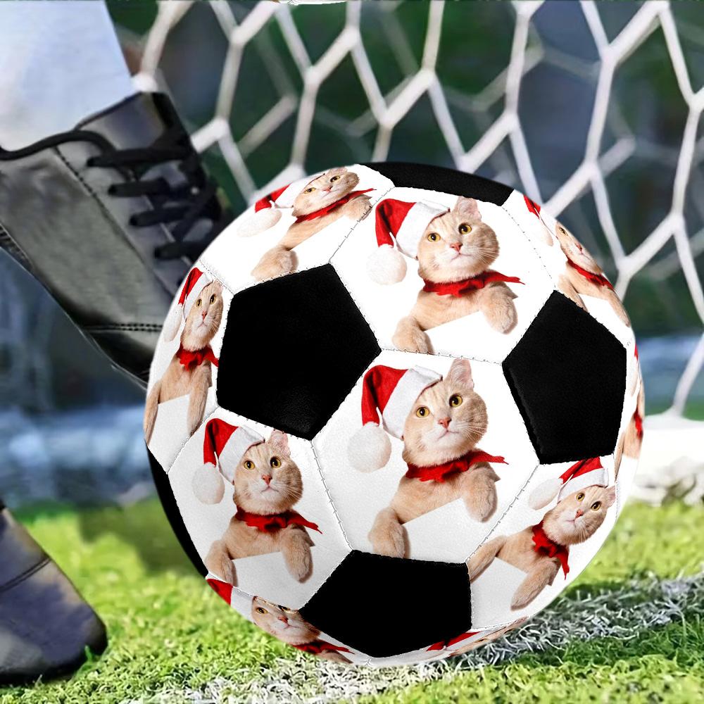 Christmas Cat Hat Customize Your picture Size 5 Soccer Ball Machine Sewn Indoor/Outdoor Training and Matches Personalized Soccer Ball