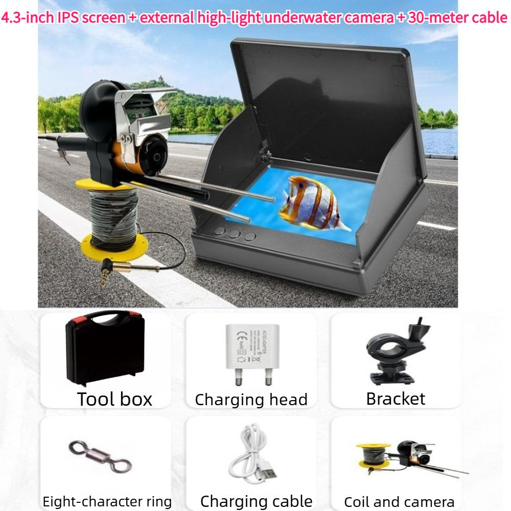 Underwater Camera Fish Finder 4.3/5 Inch External LEDs Murky Water, 220° Wide View Fishing Camera, 8IR Night Vision IP68