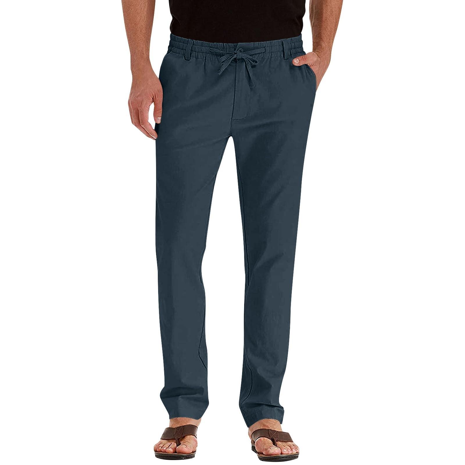 

Men s Overalls Drawstring Multi Pocket Casual Pants Hiking Pants Cotton Twill Pants L темно-синього кольору