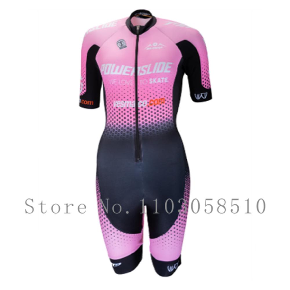 Powerslide Inline Skinsuit Team Areo Speedsuit Summer Men Cycling Clothing Skate Suits Ciclismo Pro Racing Apparel Short Sleeves