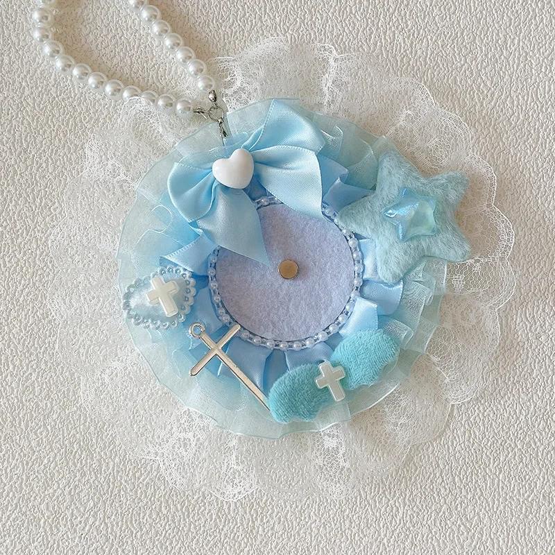 

5,8 см креативный дизайн кавайный значок держатель для демонстрации значка милый кружевной протектор звезды с шнурком модный чехол-зажим для значка синий