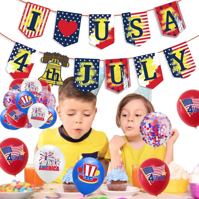 American Flag Pennant Banner Balloons Patriotic Decorations Fourth Of July Decorations Safe Durable White And Blue Decorations