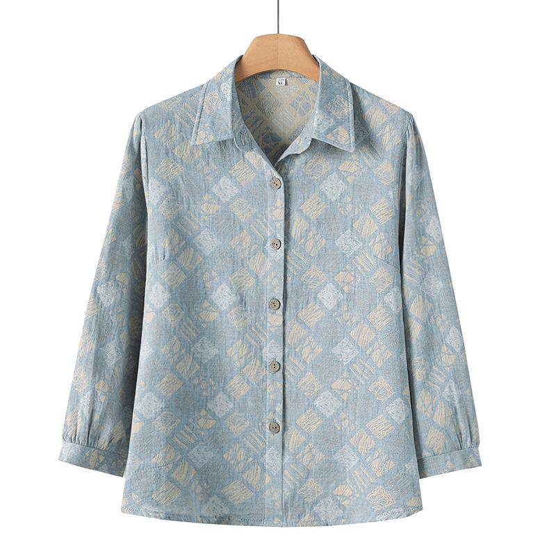 Women s Plaid Print Half-Sleeve Button-Up Shirt XL