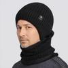 Men's Winter Knit Hat and Scarf Set with Ear Protection for Seniors