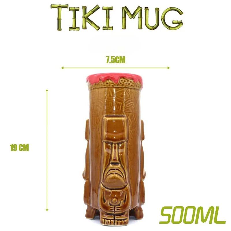 Tiki Bar Tiki MUG Keller Hawaii Cocktail Glass Martini Ceramic Mugs Creative Cup Easter Island Mugs Halloween Gift for Bar Tools