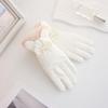 Soft Bow Anti-cold Mittens Down Cotton Satin Windproof Gloves Gift Plush Thickened Gloves  Winter