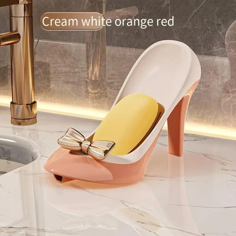 1pc Creative High Heel Shoe Design Soap Dish with Suction Cup Universal Fit for Bathroom Countertop Ideal for Dorms and Home
