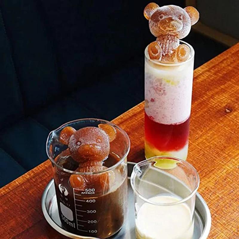 2/4/6 Grids Kawaii Bear Silicone Ice Cube Making Molds Summer Relieve the Heat Ice Cube Trays Mold To Make DIY Drink Ice Coffee