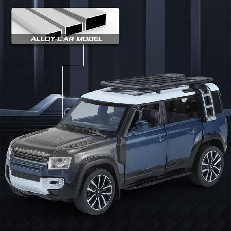 1/32 Range Rover Defender SUV Legierung Auto Modell Die-Cast Metall Simulation Geländefahrzeuge Auto Modell Ton und Licht Kinderspielzeug Geschenk