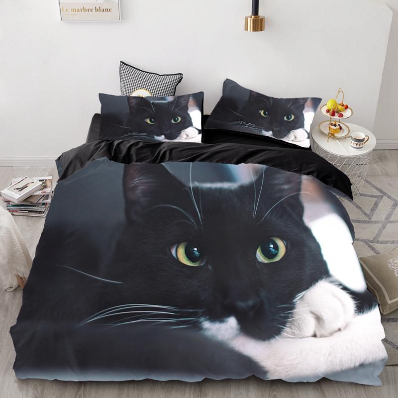 3D Luxury Bedding Set Custom/King/Europe/USA,Duvet Cover Set,Quilt/Blanket Cover Set,Bed Set Animal Sleeping Cat,drop Ship