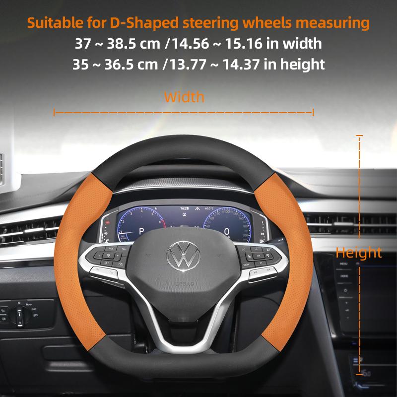 Suitable for Volkswagen Breathable Leather Matte Carbon Fiber Texture Steering Wheel Cover Suitable for Polo Golf 5 6 7 Gol Cc Passat B6 B8 Jetta