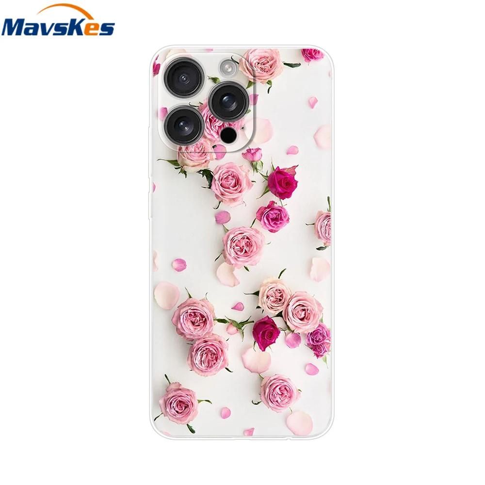 For iPhone 16 Pro Case 16 Plus Lovely Heart Soft Silicone TPU Painted Phone Cases for Apple iPhone16 Pro Max Cover Shell New Bag