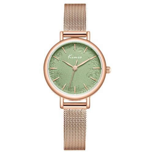 

RORIOS Women s Watch, Waterproof, Floral Print Dial, Made in Japan, Quartz Analog, Stylish, Cute, Simple, Casual, Commuter Watch, Green