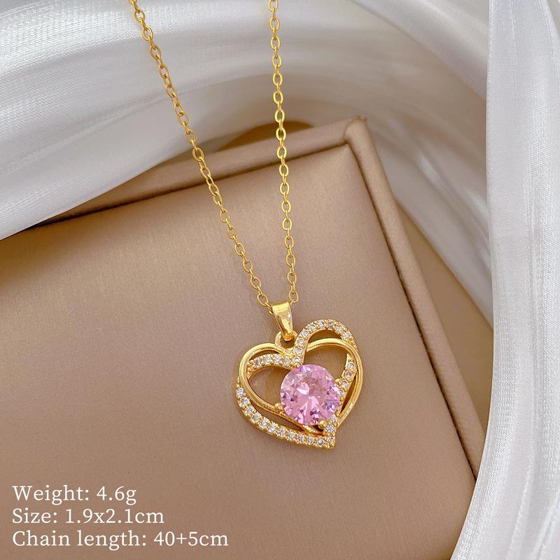 Multi-Element Style Copper Micro-Inlaid Necklace Combination Female Real Gold Electroplated Exquisite Collarbone Chain