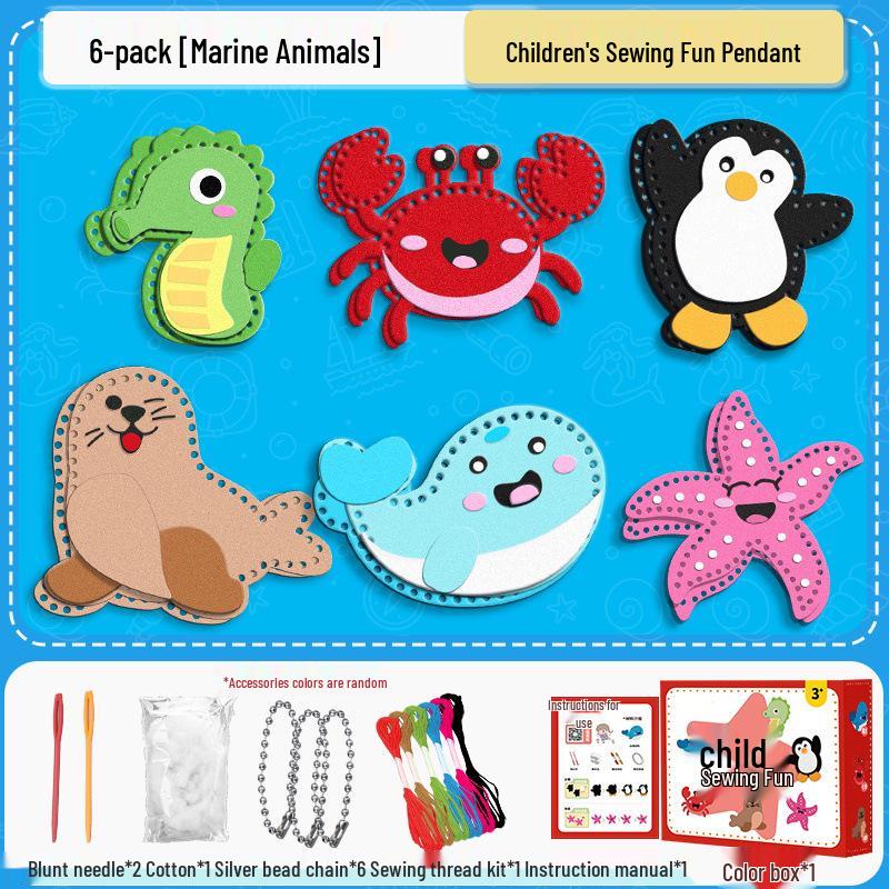 Children s DIY Sewing Doll Pendant Kit - Non-Woven Fabric & Punch Needle Embroidery Toy