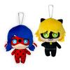 Miraculous Ladybug & Cat Noir Deformed Plush Toy, Approx. 13cm, Includes Oshikatsu Toy Diamond (Ladybug & Cat Noir (Hero))