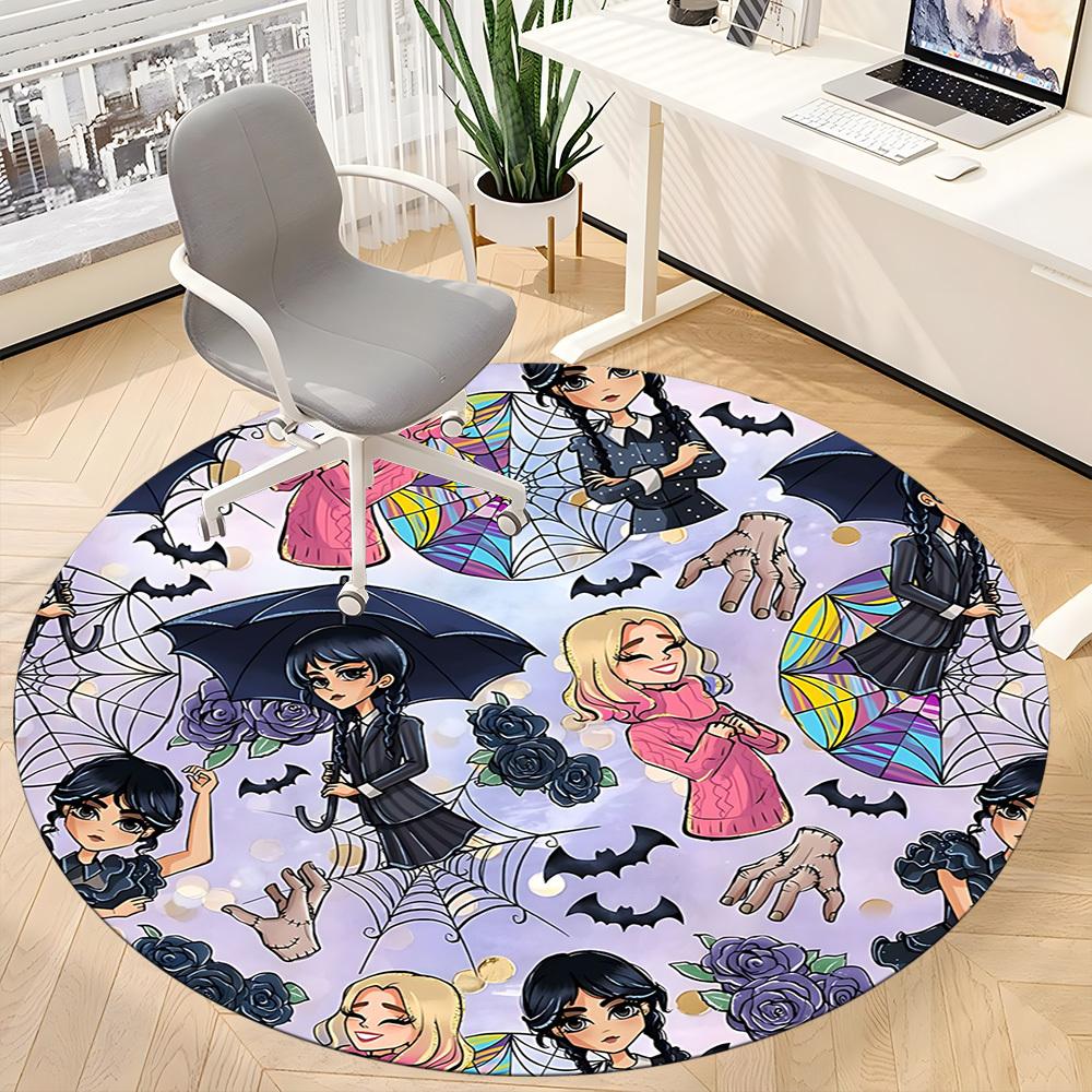 1PC Wednesday Office Round Area Rug, Indoor Mat Suitable For Office, Under Office Chairs Bedroom Living Room Home Decor DT1212019