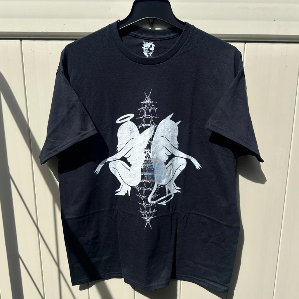 Angel Devil Girl Shirt Cyber Sigilism Tee Y2K Grunge Emo Alternative Mens Tshirt
