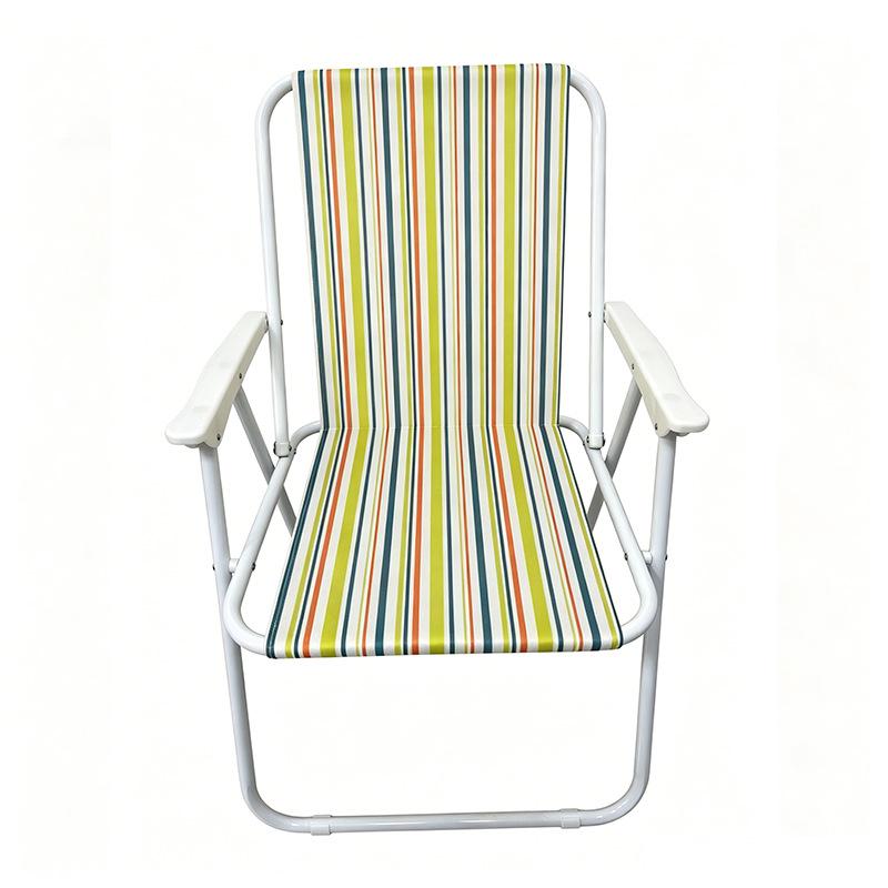 Portable Striped Folding Chair for Camping and Fishing