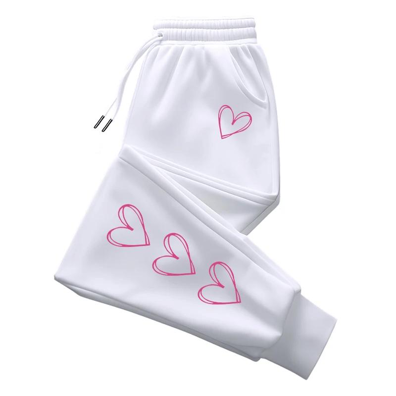 Womens Sweatpants Heart Printed Casual Sports Pants Home Fitness Jogger Trousers Daily High Street Comfort Pants