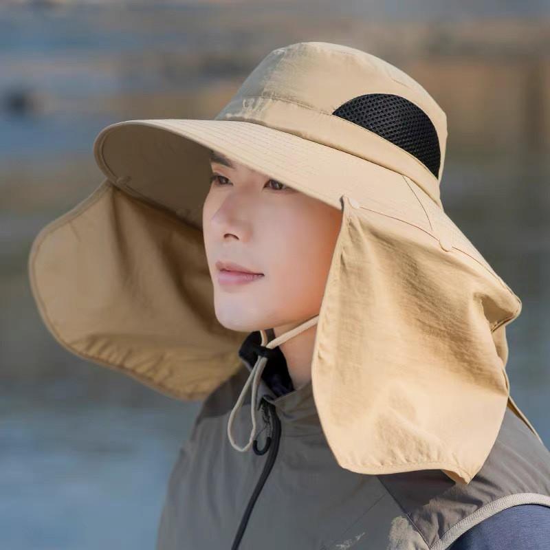 Unisex Wide Brim Sun Hat Fishing Hiking Camping Outdoor UV Protection Neck Cover Adjustable Foldable