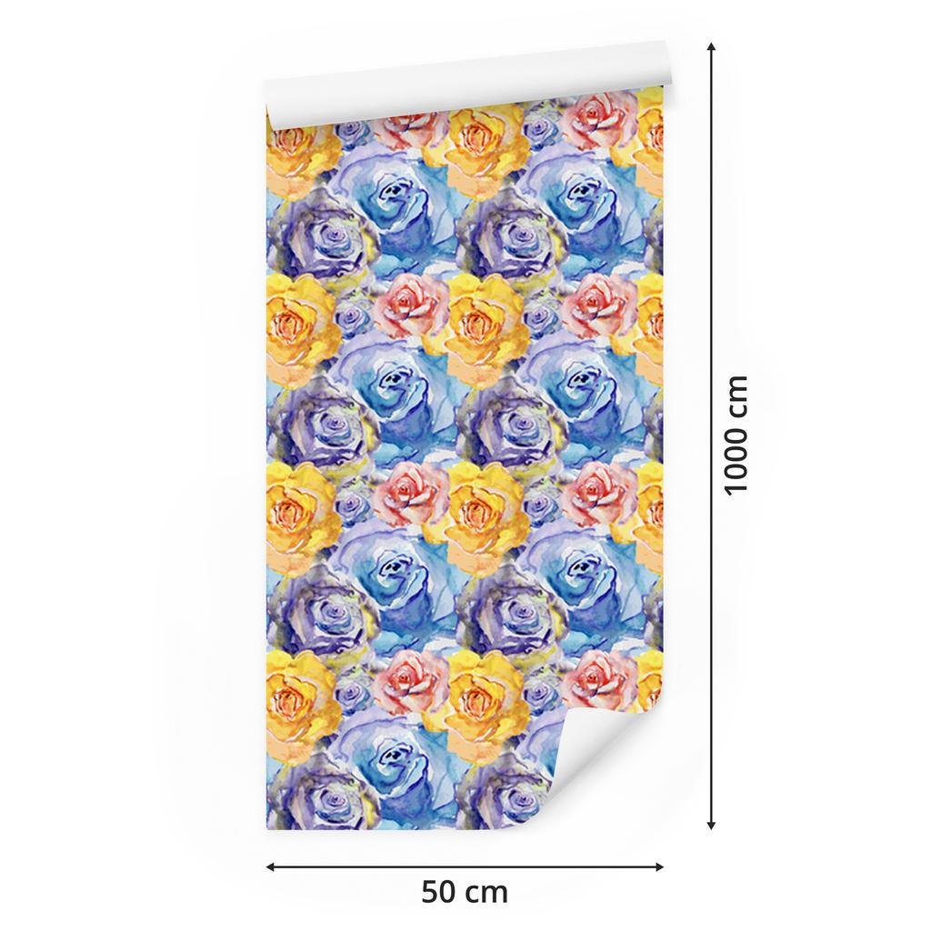 Colorful Rose Flowers Wallpaper for Living Room and Bedroom 50x1000