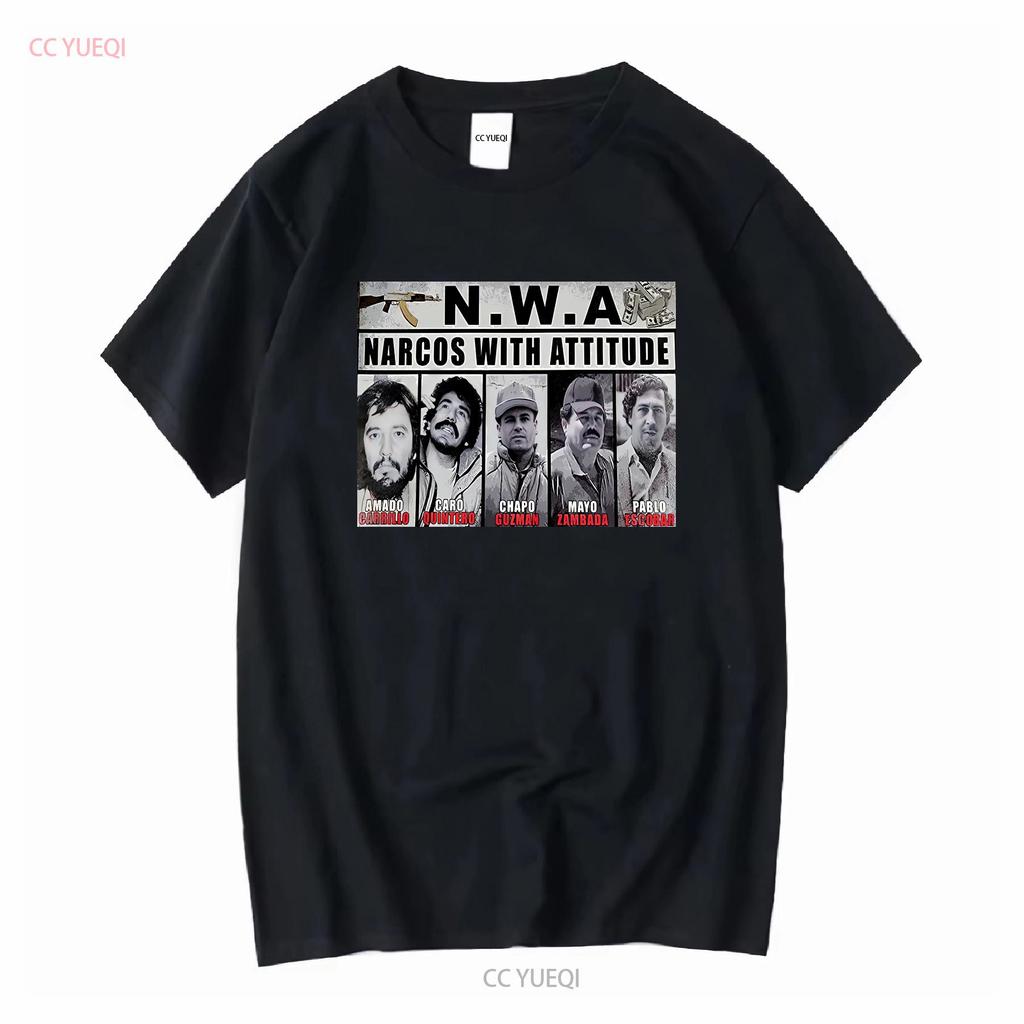 Narcos With Atitude Pablo Narco Black T Shirt Norteos Attitude Mexican Regalos De Navidad Para Papa Vintage Washed Unisex