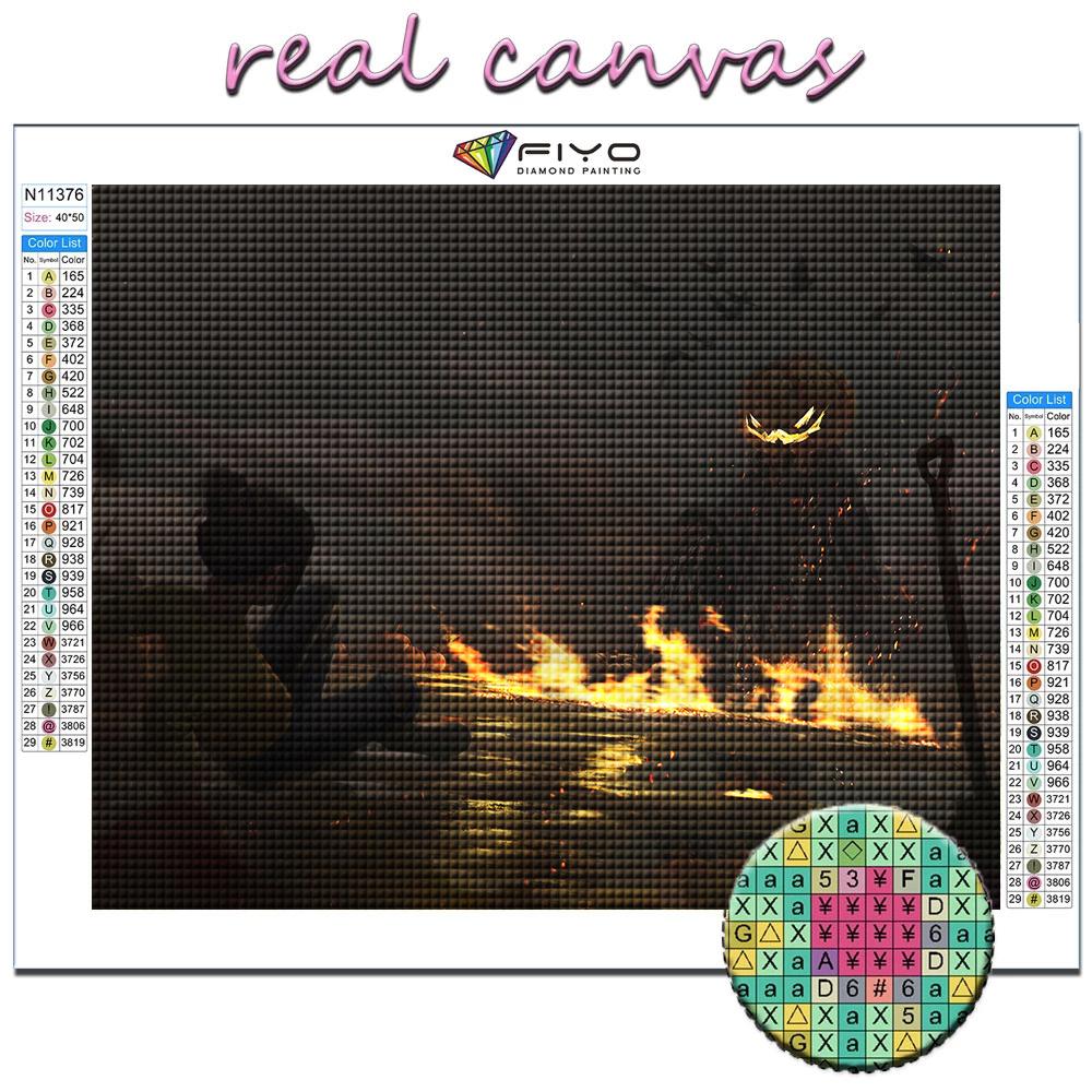 5D DIY Diamantbroderi Halloween Skummelt gresskarhode Mann Diamantmaleri Mosaikk Hjemdekorasjon